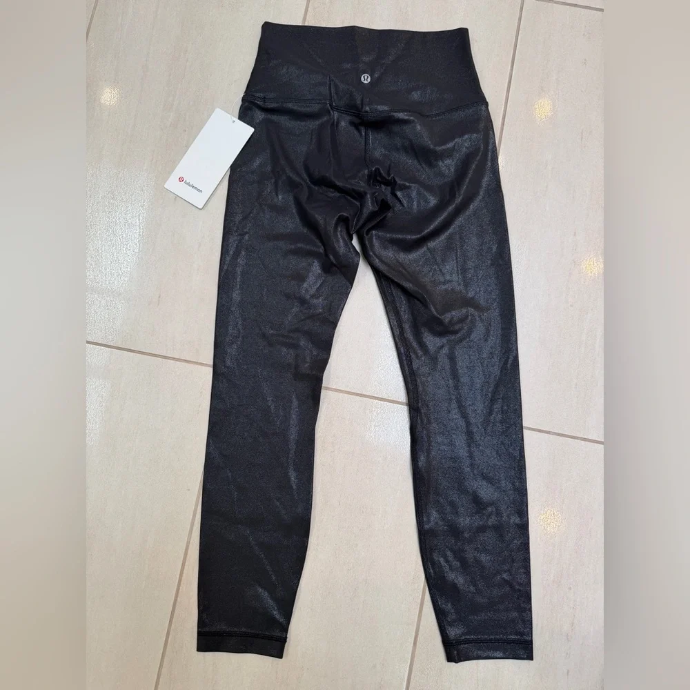 NWT Lululemon Align High Rise Pant 25” in Black Shine in size 6